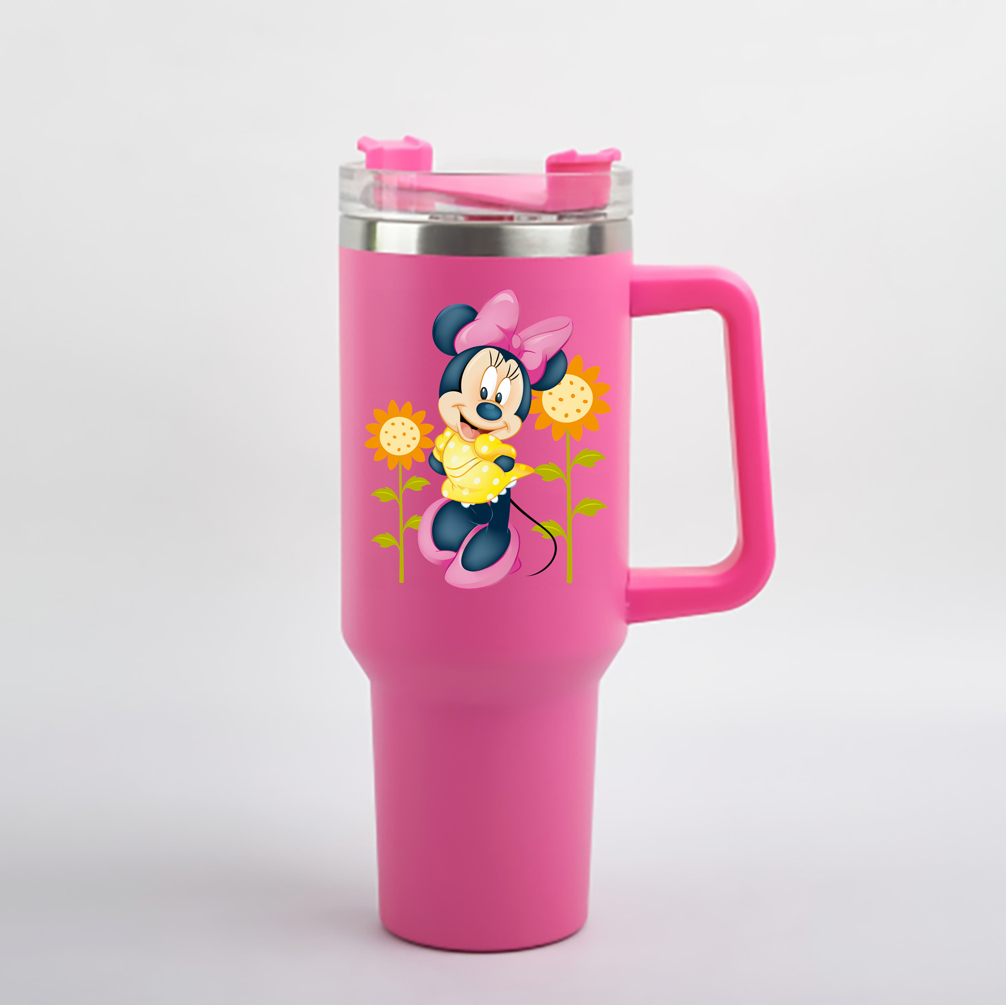 （画像用） ミッキーマウス Mickey Mouse 1200mL車用タンブラー - クリスタルステッカー（プラスチックストロー付き）